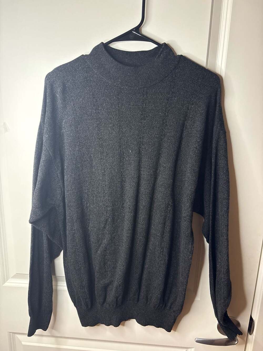 Allora Made In Italy Charcoal Grey Mock Neck Cotton Blend Sweater men’s large